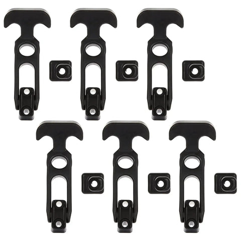 Six Pack Rubber T Handle Draw Latch 4.3 Inch Hasp For Tool Boxes And Equipment, nylon with elastomer rubber, top view.