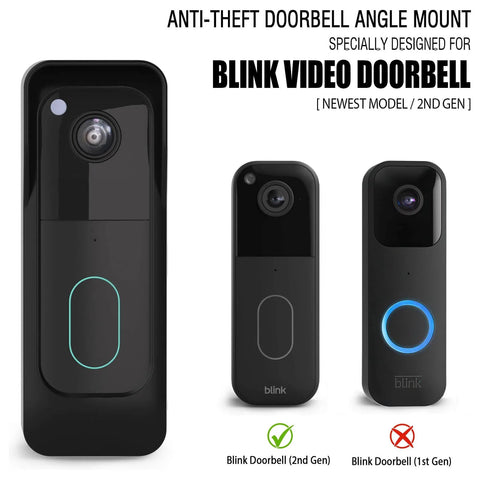 Anti Theft Angle Mount For Blink Video Doorbell 2025 2nd Gen shown with front view, compatible with Blink 1st and 2nd Gen doorbells.