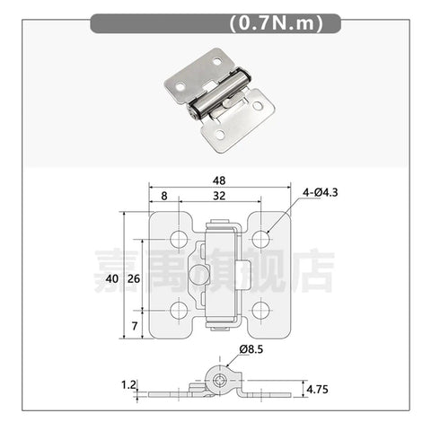 Diagram and measurements of Stainless Steel Pivot Hinge With Adjustable Torque Friction Damping And Free Stop Positioning For Doors Lids Cabinets And Hatches Hfk01 40 Hinge Set Heavy Duty Easy Install
