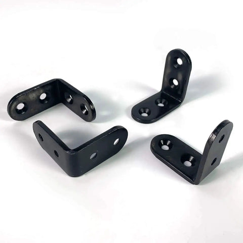 Heavy Duty 2x2 Inch L Corner Brackets 20 Pack Black Right Angle Shelf Supports For Shelves Wood Furniture And Cabinets With Screws Built To Last Tough As Nails For Your DIY Projects, four brackets display