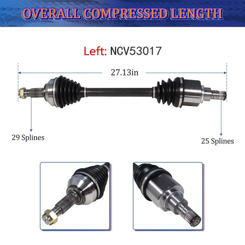 Beefed Up Front CV Axle Shaft Assembly For Nissan Sentra 2013 2019 with 1.8L CVT Automatic Transmission FWD Left Side NCV53017