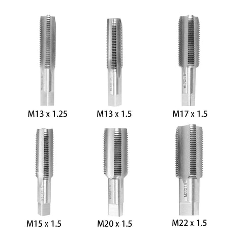 Oil Pan Drain Plug Thread Repair Kit With M13 M15 M17 M20 M22 Taps, set of 6 taps in stainless steel for repairing drain threads