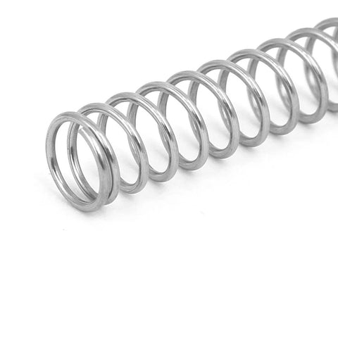 Compression spring, 304 stainless steel, 8mm OD, 0.8mm wire, 305mm free length, silver
