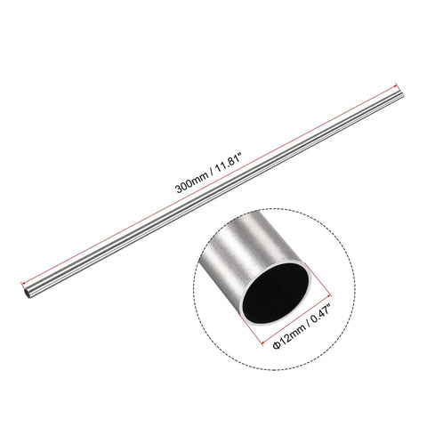 uxcell 304 stainless steel round tube, 12mm OD, 0.5mm wall, 300mm length, 2 pcs