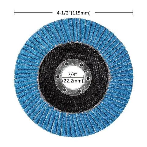 Premium Zirconia Flap Discs For Four And A Half Inch Angle Grinders 7 Eighths Inch Arbor 80 Grit High Density Efficient Sanding