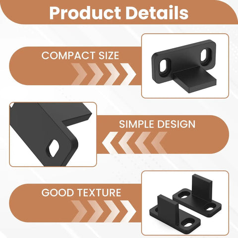 8 Pack Black Pocket Door Floor Guides Set For Bypass And Pocket Doors Durable POM Plastic Bottom Track With Screws Adjustable Spacing