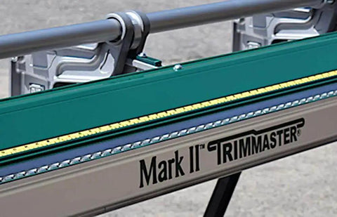 Mark II Trimmaster Aluminum Bending Brake With Power Lock, heavy-duty, 10 ft x 6 in, close-up of tool structure and label