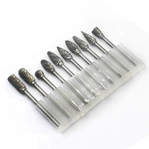 10 Piece Double Cut Carbide Burr Set For Die Grinder And Rotary Tools By YUFUTOL Pro Grade 3mm Shank Fits Dremel And Most Small Rotary Tools