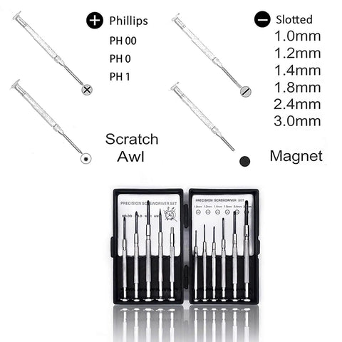 11-Piece Mini Precision Screwdriver Set With Magnetic Tips For Jewelry, Watches, Eyeglasses, iPhone, Ring Doorbell