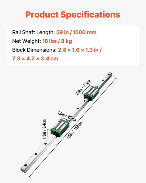 Two HGR20 1500 mm Linear Guide Rails Kit With Four Blocks And RM1605 1500 mm Ballscrew BF12 BK12 Kit Pre Drilled Holes