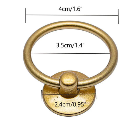 4 Pack Cabinet Knobs And Ring Pulls For Drawers And Dressers, 1.4 Inch Diameter, Gold Finish, Zinc Alloy Hardware With Mounting Screws