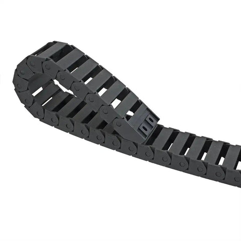 R28 Inner 15mm By 40mm Black Plastic Wire Carrier Drag Chain For CNC 1M Length, reinforced nylon looped link view.