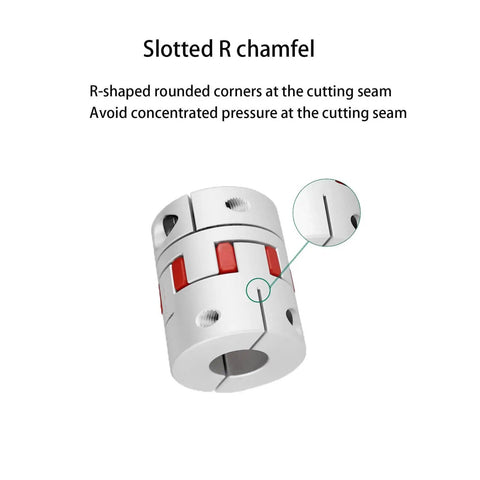 Two Pack Aluminum Flexible Shaft Couplings 10mm To 14mm Bore, 35mm Long Plum Shaped Spider Coupler with slotted R chamfer