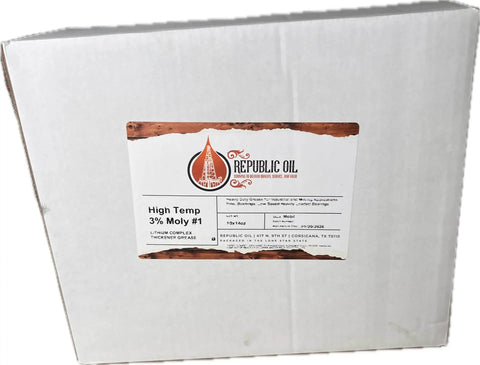 Heavy Duty High Temp 3 Percent Moly EP Lithium Complex Grease For Extreme Pressure Machinery Number One Moly Lithium Complex Thickener 520 F Drop Point Ten Tubes Pack box