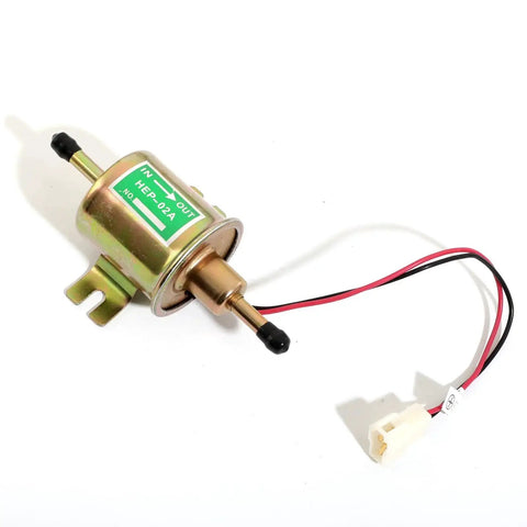 12V Universal Inline Fuel Pump Low Pressure 2.5 To 4 PSI, 30 GPH, 8mm Hose, suitable for small engines, with connector wires