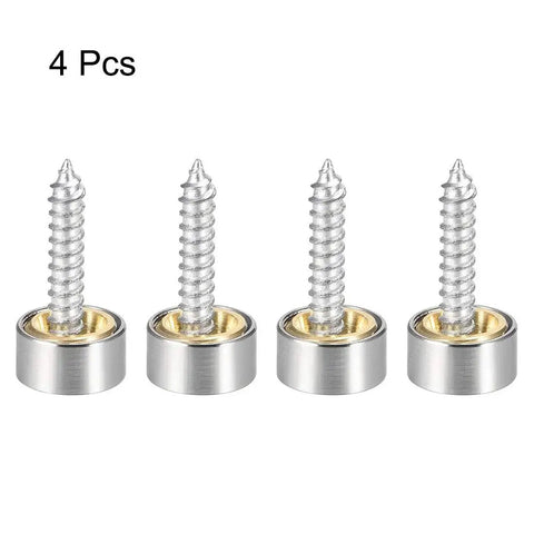 Mirror Screw Decorative Cap Covers 10mm Brushed Stainless Steel Set of 4 Durable Caps for mirrors furniture cabinets wardrobes