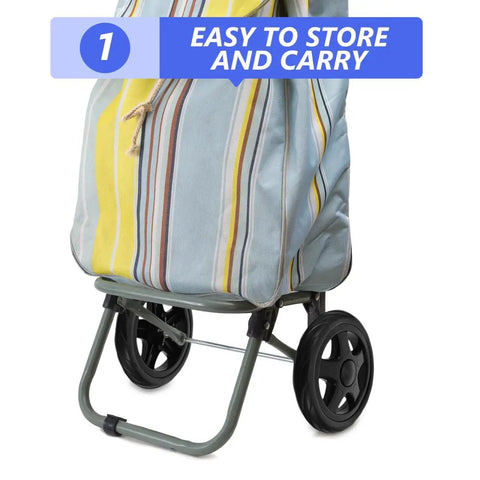 2 Pack Heavy Duty Shopping Cart Wheels Replacement For Trolley Carts shown on a striped bag, lightweight casters with durable design for stairs