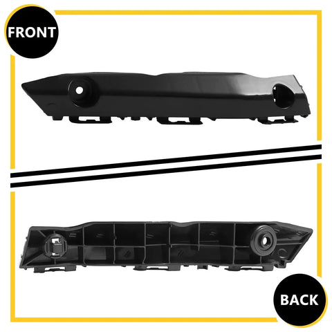 Front and back view of Front Bumper Cover Bracket Retainer Support Pair For Toyota Camry 2015 2016 2017, black ABS plastic.