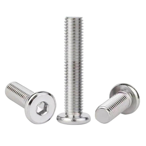 Front view of 30 Piece M6 30mm Flat Head Hex Socket Cap Screws Bolts in 304 Stainless Steel 18 8 Fully Threaded Hex Drive Fasteners