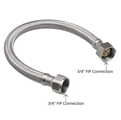 12 Inch Braided Stainless Steel Water Heater Connector Hose 3/4 Inch FIP X 3/4 Inch FIP Female Iron Pipe Thread Flexible Leak Proof Easy Install