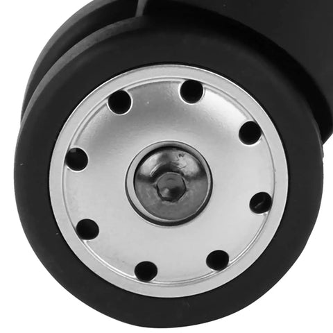 Close-up of A88 Multi Hole Wheel Replacement Set For Small Black Trolley Suitcases Universal Caster Wheels Constructed From PP And PET
