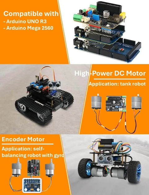 High Current Arduino Motor Shield Hat With PCA9685 Servo Driver I2C Control PS2 Interface And UNO R3 Mega2560 Compatibility