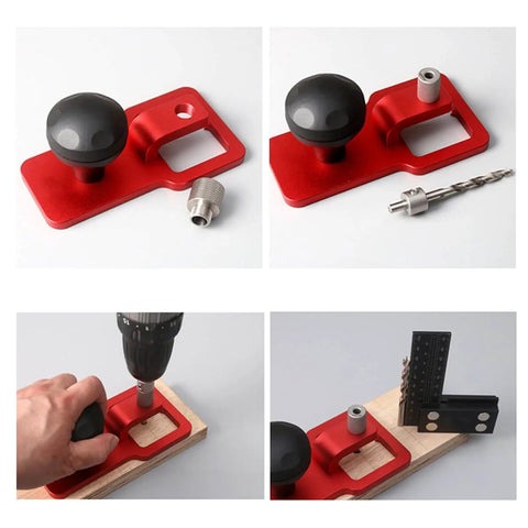 Pro Grade Vertical Hole Drilling Jig For Woodworking Projects With Boss Level Precision, Aluminum Body And Stainless Steel Components.
