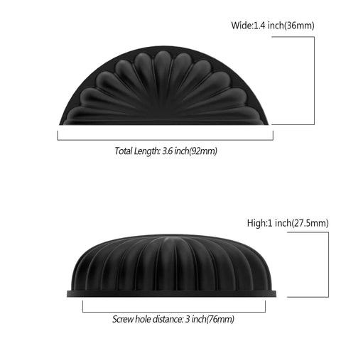 Dimensions of 10 Pack 3 Inch Matte Black Cabinet Handles Cup Pulls For Kitchen Cabinets Hardware 76mm Bin Cup Pulls