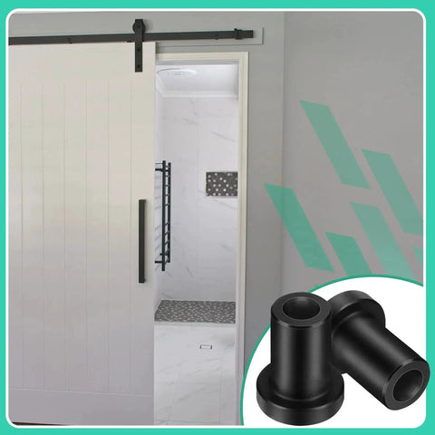 10 Piece Barn Door Spacers Kit For Sliding Track Hardware With One And Five Sixteenths Inch Spacers, black spacers and sliding door
