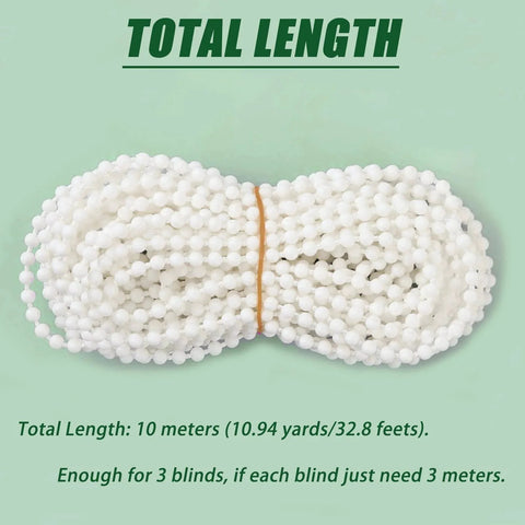 Bead Chain Cord For Roller Blinds Replacement Parts White Plastic Bead Chain 10 Meters Long With 10 Connectors Ideal For Roman Venetian Honeycomb