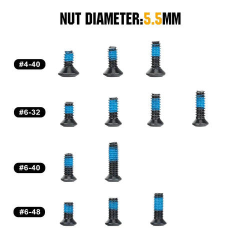 68 Piece Screw Set For Red Dot Sights And Optics Mounts With 17 Screw Types, showing various nut sizes and types