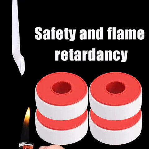 3 Pack 15M 1 Inch PTFE Thread Seal Tape For Plumbing And HVAC Waterproof Seal Tape Heavy Duty Leak-Proof Plumber Grade Fits Most Threaded Pipes And Fittings 6x2.4cm with flame retardant feature displayed with flame
