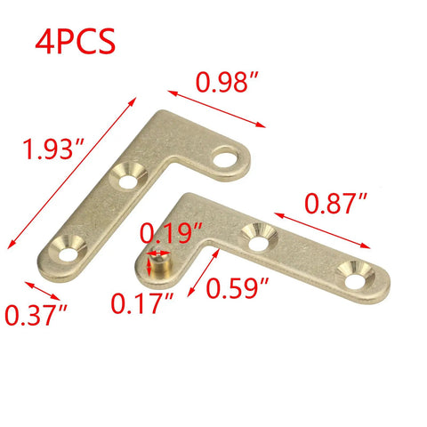 Golden Copper L Shape Door Pivot Hinges Set Of 4 With Screws For Cabinets Windows And More, 180 Degree Flip