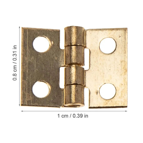 Miniature Copper Jewelry Box Hinges Set 50 Pcs Small Folding Cabinet Hinges For Wooden Boxes And Dollhouses Ideal For Jewelry Box Repair Chests And DIY Furniture Projects Antiqued Brass Finish Rust Resistant Hardware By Toddmomy, close-up view of hinge