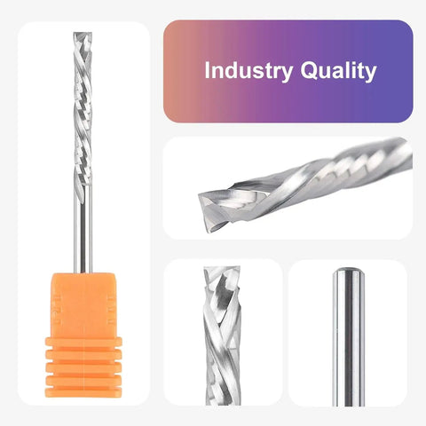 Up And Down Carbide Router Bit Set For CNC Milling 5 Pcs 1/8 Inch Shank 1/8 Inch Cutting Diameter 2 Inch Total Length