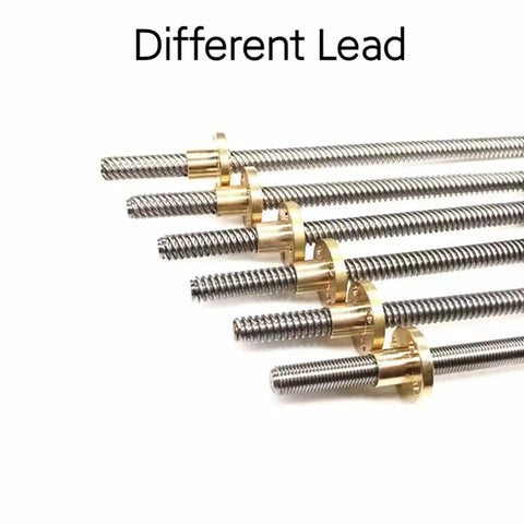 Two Pack 8mm Lead Screws 400mm Long Tr8x2 Acme Thread With Brass Nuts For 3D Printer Z Axis, 2mm Lead And Pitch, Stainless 304