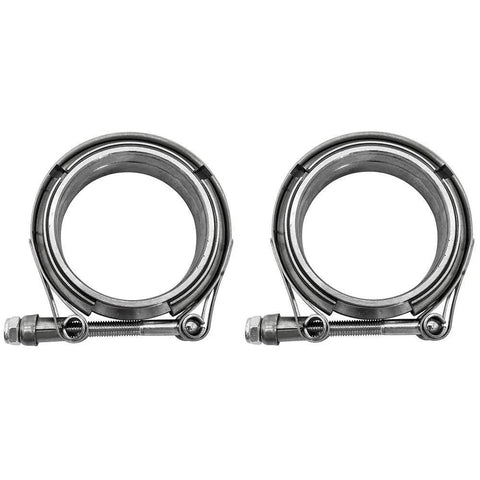 2X 3 Inch Stainless Steel V Band Clamp With 2 Pcs Male And Female Flanges 304 Stainless Steel Exhaust Clamp For High Temperature Corrosion Resistance And Vibration Durability For Automotive And Industrial Exhaust Systems