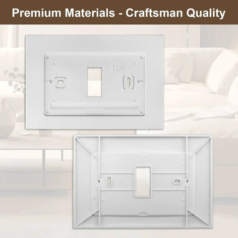 Front and back view of Durable White Wall Plate Cover For WiFi Programmable Thermostat And Smart Thermostat Easy Clean Faceplate