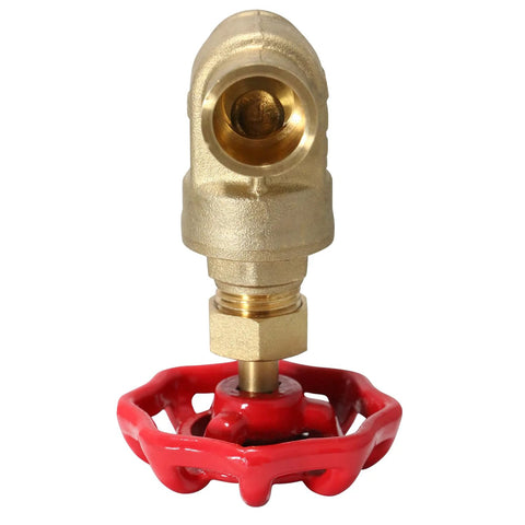 Brass 1/2-inch sweat gate valve with red handwheel for water, oil and gas plumbing
