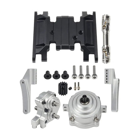 Planetary Gearbox Transfer Case With Short Drive Shaft Skid Plate And Front Motor Mount For One Tenth Scale RC Crawler Chassis Beefed Up Upgrade Kit