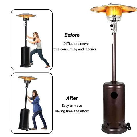 Eyoloty Universal Patio Heater Wheel Kit for tall propane heater; stainless steel bracket, easy to move.
