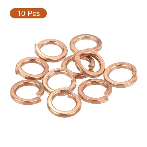 Copper Split Lock Washers M8 10 Pack Spring Lock Washer Assortment For Screws Bolts Nuts Anti Loosening Durable Pickled Copper Finish