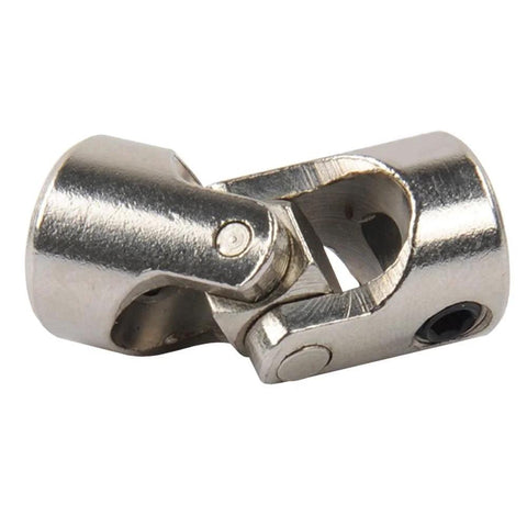 Chrome metal universal joint shaft coupler for RC cars, crawlers, boats; 4mm to 3.175mm.
