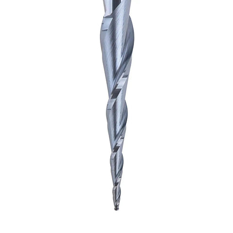 Pro Grade Tapered Ball Nose Spiral Router Bit For CNC Milling And Engraving, 1.0mm Tip Diameter, 2 Flute Bit SpeTool close-up view