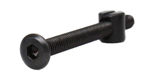 Close-up of a single black screw from the Crib Screws And Bed Frame Bolts Nuts Kit With M6 Bolts In 20 30 40 50 60 70 80mm Seven Sizes Plus Barrel Nuts