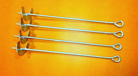 Half Inch By Thirty Inch Screw Anchor Set With Four Inch Helix Pack Of Four Galvanized Anchors on orange background