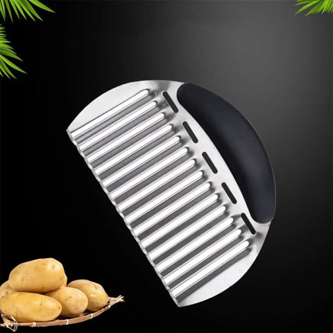 Crinkle Cutter For Veggies And Potatoes Stainless Steel Wave Knife Kitchen Crinkle Cutter Chipper For Salad Cucumber Carrot Fruit Vegetables Ergonomic Handle Easy Grip Durable.