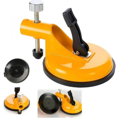 Adjustable Vacuum Suction Seam Clamp For Floor Gap Fixing And Tile Alignment, Pro Grade Heavy Duty Rubber Cups, Yellow Tool