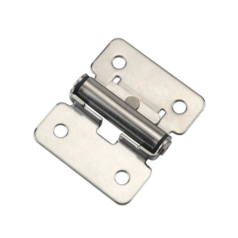 Stainless steel damping hinge with adjustable torque; folding cabinet hardware, close-up view
