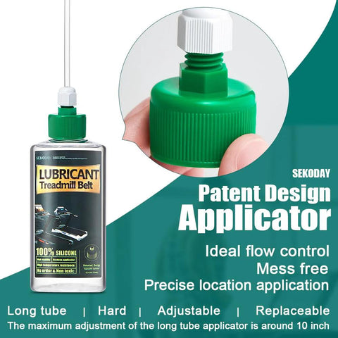 SEKODAY silicone treadmill belt lubricant bottle with long applicator tube and green cap